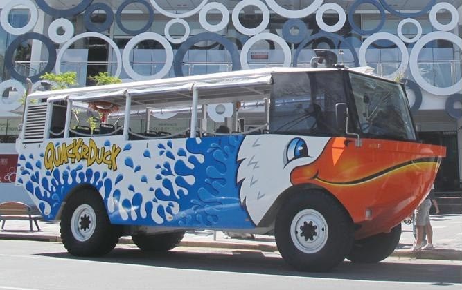 The Quack r duck duck bus on the road